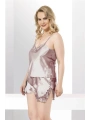 Morliva Büyük Beden Vizon Saten Babydoll Şort Takımı