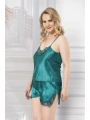 Morliva Büyük Beden Zümrüt Saten Babydoll Şort Takımı