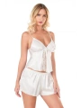Morliva Ekru Saten Babydoll Şort Takımı