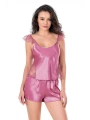 Morliva Gül Kurusu Saten Babydoll Şort Takımı