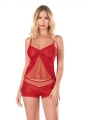 Morliva Kırmızı Jakarlı Babydoll Şort Takımı