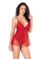 Morliva Kırmızı Jakarlı Bodysuit Gecelik