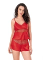 Morliva  Kırmızı Saten Babydoll Şort Takımı