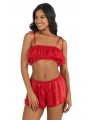 Morliva   Kırmızı Saten Şort Takımı 9206