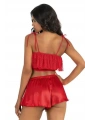 Morliva   Kırmızı Saten Şort Takımı 9206