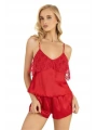 Morliva Kırmızı Saten Şort Takımı 9214