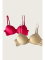 Morliva Kırmızı-Ten 2li Mikro Kumaş İçi Boş Balenli Günlük Desteksiz Sütyen