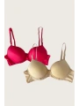 Morliva Kırmızı-Ten 2li Mikro Kumaş İçi Boş Balenli Günlük Desteksiz Sütyen