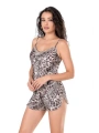 Morliva  Leopar Saten Babydoll Şort Takımı