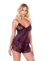 Morliva Mürdüm Saten Babydoll Şort Takımı