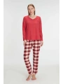 Morliva  Pamuklu Kışlık Kare Desenli Uzun Kol Pijama Takımı