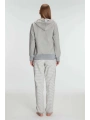 Morliva   Pamuklu Uzun Kol Fermuarlı Swearshirt Sıfır Kol T-Shirt ve Pantolon Pijama Takım