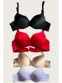 Morliva  Siyah-Beyaz-Kırmızı-Ten 4lü İçi Boş Micro Balenli Günlük Tek Desteksiz Sütyen