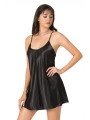 Morliva  Siyah Kısa Saten Gecelik