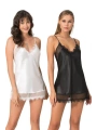 Morliva Siyah Kısa Saten Gecelik