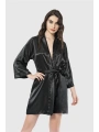 Morliva  Siyah Kısa Saten Sabahlık