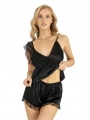 Morliva  Siyah Saten Şort Takımı 9205