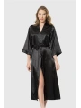 Morliva Siyah Uzun Saten Sabahlık