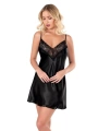 Morliva  Siyah Kısa Saten Gecelik