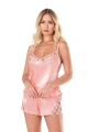 Morliva Somon Saten Babydoll Şort Takımı