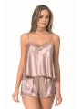 Morliva  Vizon Saten Babydoll Şort Takımı