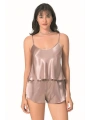 Morliva Vizon Saten Babydoll Şort Takımı