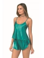 Morliva  Zümrüt Saten Babydoll Şort Takımı