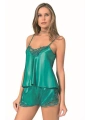 Morliva  Zümrüt Saten Babydoll Şort Takımı