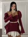 BALON OMUZ DALGIÇ & JESSICA UZUN KOL ELBİSE BORDO