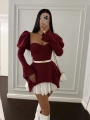 BALON OMUZ DALGIÇ & JESSICA UZUN KOL ELBİSE BORDO