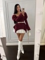 BALON OMUZ DALGIÇ & JESSICA UZUN KOL ELBİSE BORDO