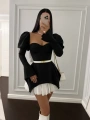 BALON OMUZ DALGIÇ & JESSICA UZUN KOL ELBİSE SİYAH