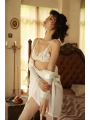 Beyaz Dantelli Fantazi Sütyen ve G-String Takımı TM2090