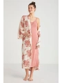 Catherines %100  Viskon Çiçek Desen 2li Sabahlık Gecelik Takımı