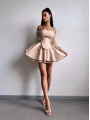 CORSET DANTEL DETAY ELBİSE BEJ