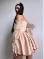 CORSET DANTEL DETAY ELBİSE BEJ