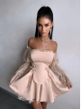 CORSET DANTEL DETAY ELBİSE BEJ