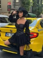 DANTEL VE SATEN UZUN KOL GLOPLU ELBİSE SİYAH