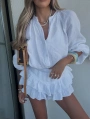 MORLİVA HARLOW YIKAMALI MUSLİN KUMAŞ ŞORTLU ELBİSE BEYAZ