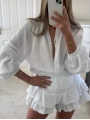 MORLİVA HARLOW YIKAMALI MUSLİN KUMAŞ ŞORTLU ELBİSE BEYAZ