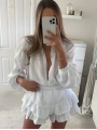 MORLİVA HARLOW YIKAMALI MUSLİN KUMAŞ ŞORTLU ELBİSE BEYAZ