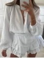 MORLİVA HARLOW YIKAMALI MUSLİN KUMAŞ ŞORTLU ELBİSE BEYAZ