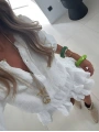 MORLİVA HARLOW YIKAMALI MUSLİN KUMAŞ ŞORTLU ELBİSE BEYAZ