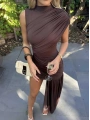 IRINA SANDY ELBİSE KAHVERENGİ