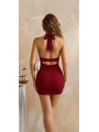 Kadın Bordo Göğüs Dekolteli ve Büzgülü Gece Elbisesi 5226