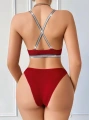 Kadın Bordo Love Yazılı Arkası Çarpraz Sütyen Kilot Takımı 5169