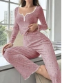 Kadın Çiçek Desenli Yumuşak Pamuklu Uzun Pijama Takımı 5132