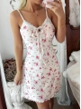 Kadın Çiçekli Bağlama Detaylı Askılı Mini Elbise 5246