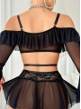 Kadın Siyah Etek Bustiyer Sexy Gecelik Takım 2157
