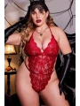 Kırmızı Dantelli Büyük Beden Babydoll Gecelik TM1305